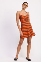 STRAPPY BACK BIAS CUT MINI DRESS