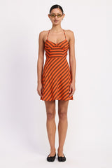 STRAPPY BACK BIAS CUT MINI DRESS