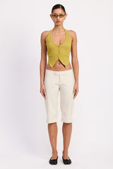 HALTER KNIT VEST RIBBED TOP WITH FRONT BUTTONS