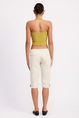 HALTER KNIT VEST RIBBED TOP WITH FRONT BUTTONS