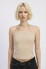 CHAIN LINK HALTER KNIT TOP