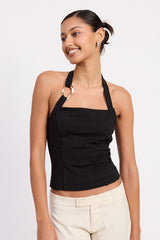 CHAIN LINK HALTER KNIT TOP