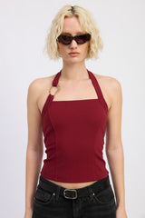 CHAIN LINK HALTER KNIT TOP
