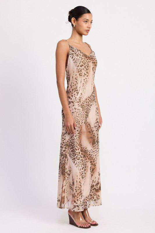 COWL NECK SLIP DRESS WITH OPEN BACK