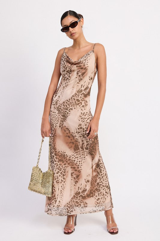 COWL NECK SLIP DRESS WITH OPEN BACK