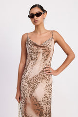COWL NECK SLIP DRESS WITH OPEN BACK