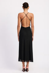 RUCHED HALTER MIDI DRESS WITH SIDE RING CUTOUT