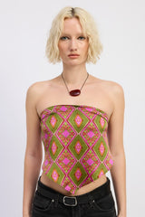 PRINTED SATIN BANDANA TOP