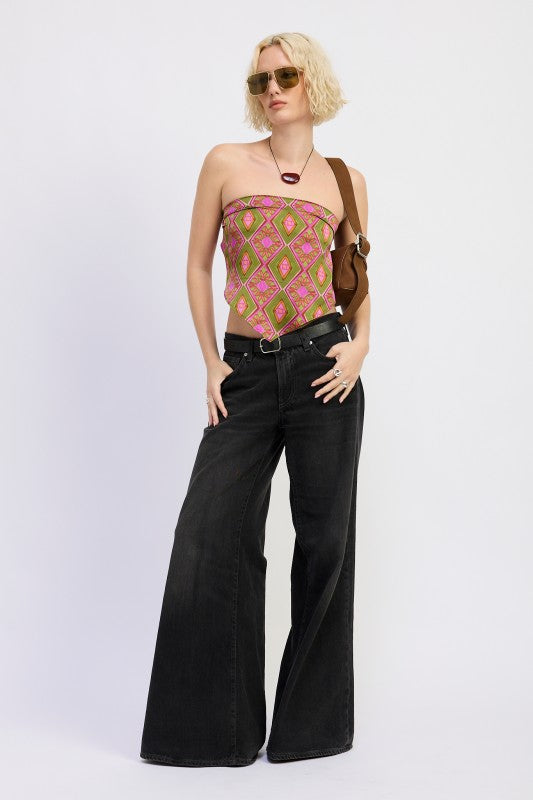 PRINTED SATIN BANDANA TOP