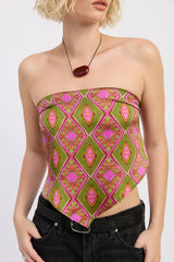 PRINTED SATIN BANDANA TOP