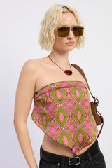 PRINTED SATIN BANDANA TOP