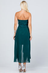 Open back Lace and chiffon surplus dress with waist brooch