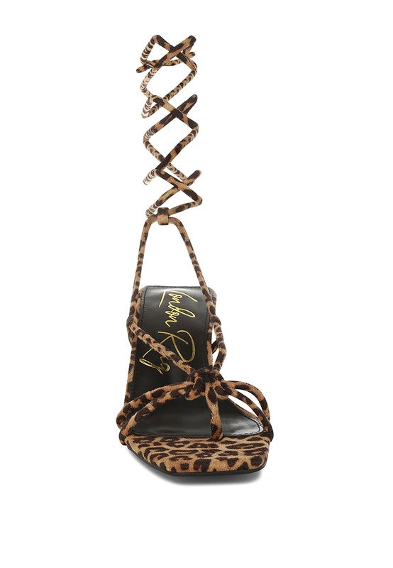Piani Leopard Print Square Toe Heels