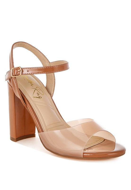 Kessel Tinted Clear Strap Block Heel Sandals
