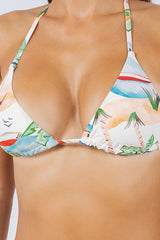Two Piece Scenic and Floral Prints Bikini