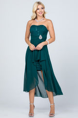 Open back Lace and chiffon surplus dress with waist brooch