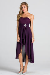 Open back Lace and chiffon surplus dress with waist brooch