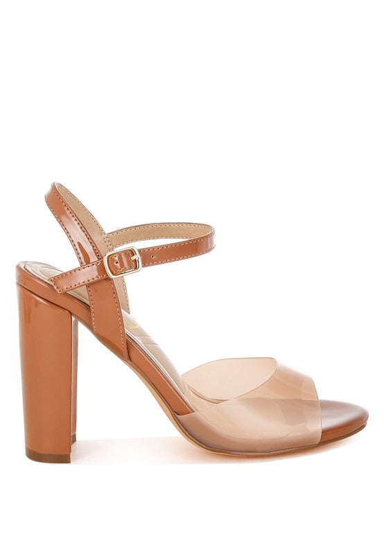 Kessel Tinted Clear Strap Block Heel Sandals