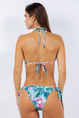 Two Piece Scenic and Floral Prints Bikini